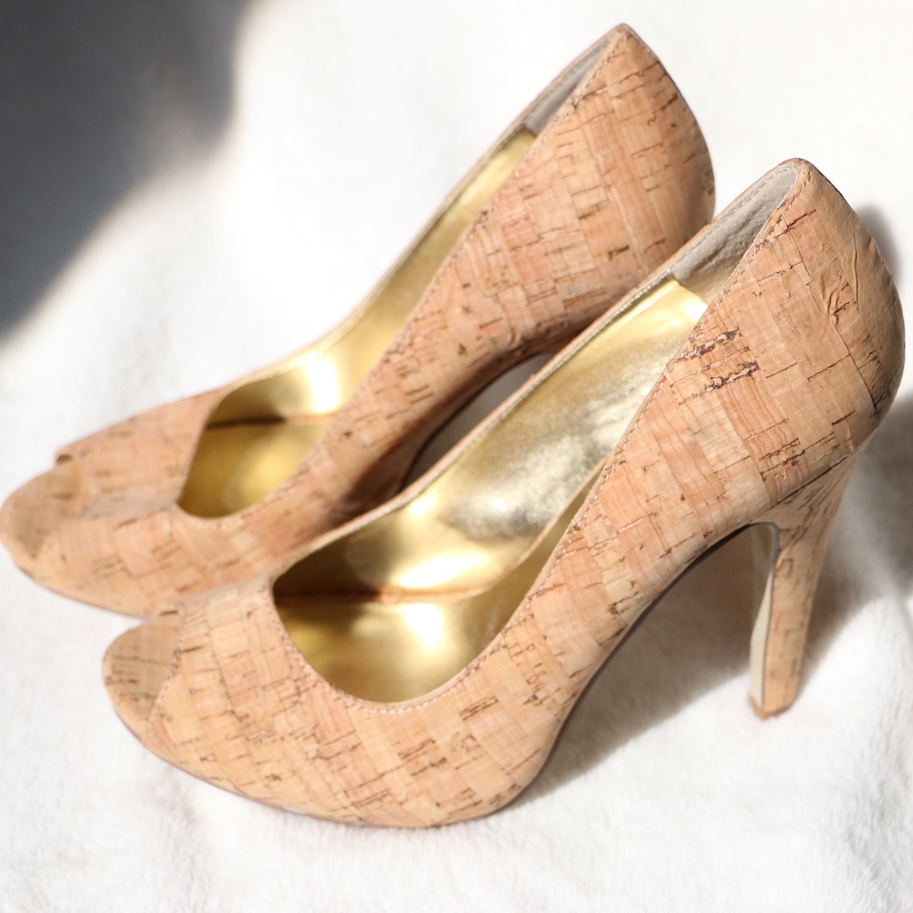 COPY - Cork Peep toe Nine West heels